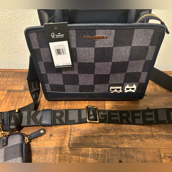 Karl Lagerfeld Black and Gray Checkered Bag - Picture 9 of 10